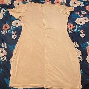Lovely Casual Mandarin Collar Zipper Design Khaki Mini Dress